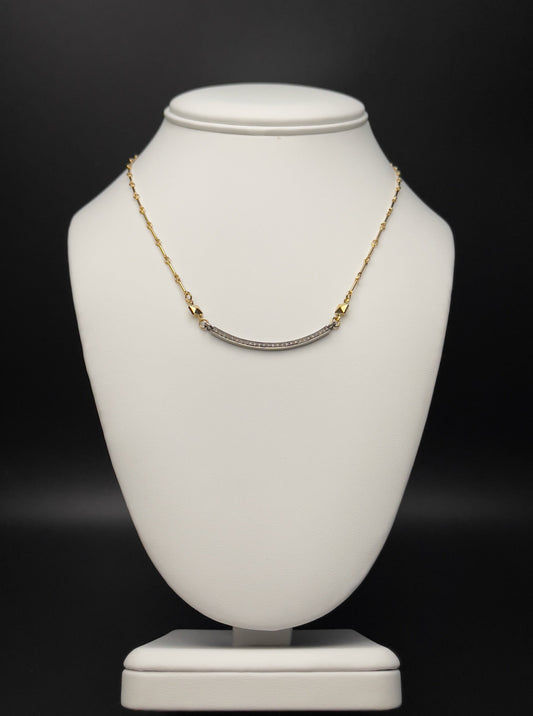 Image of necklace with a sterling silver diamond bar charm.  