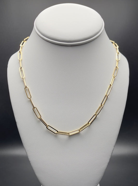 Image of necklace made with paperclip chain.  