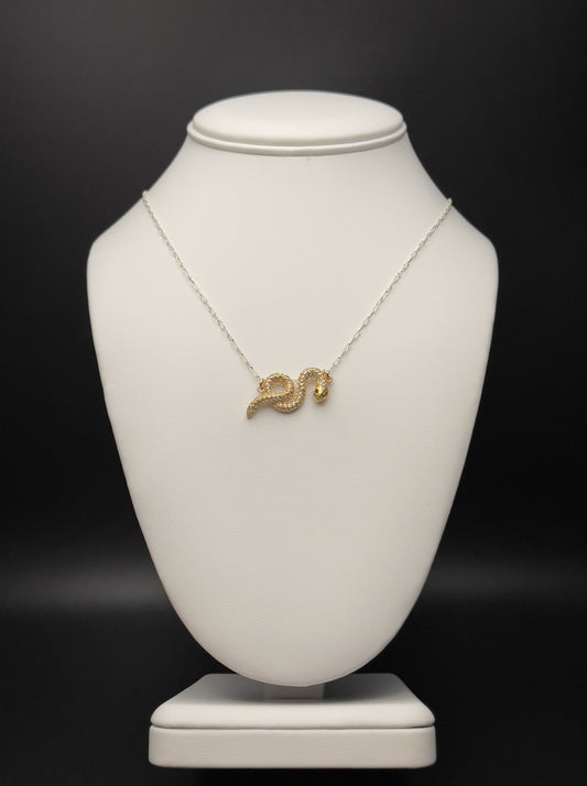 Image of sterling silver necklace with snake charm